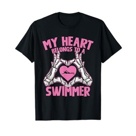 My Heart Belongs to A Swimmer Skeleton Hands T-Shirt