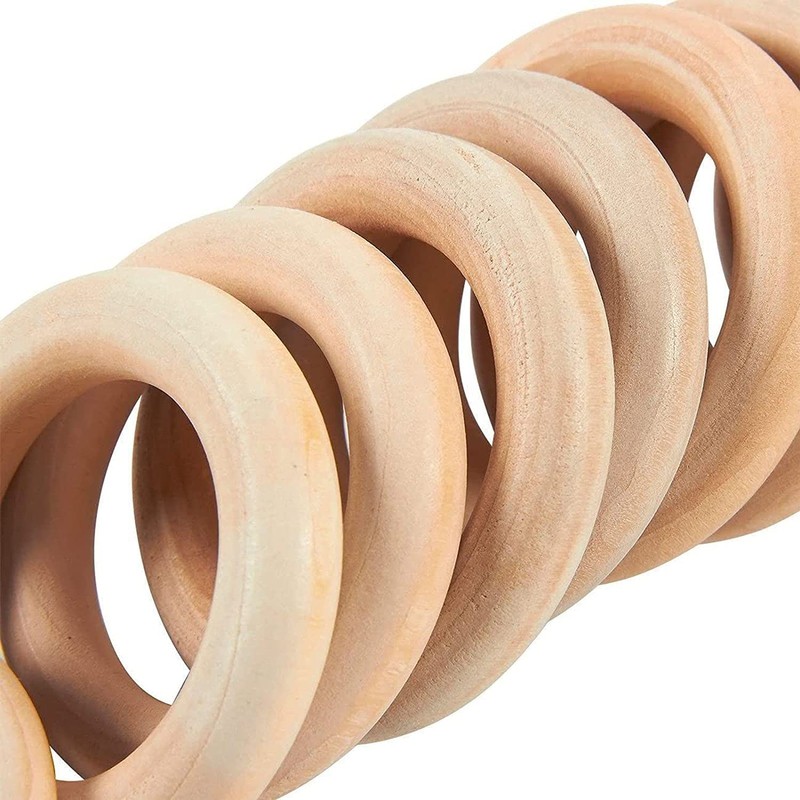 DDSHUN 20 Pcs Wooden Rings Unfinished Natural Wood Rings 55mm