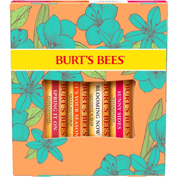 Burt's Bees 4 x 4.25g Lip Balm Gift Set - 4 Lip Balms, Pomegranate, Coconut and Pear, Sweet Mandarin Fresh Picked
