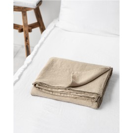 Natural Linen Flat Sheet Full/Double/Queen Size, 100% Flax Linen Flat Sheet Only, Breathable and Cooling Top Sheet, Luxury Flat Bed Sheet