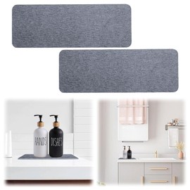 Pack of 2 Water Absorbent Stone for Sink, Water Absorbent Diatomaceous Earth Coasters, Square Shape Coasters, Water Absorption Diatomaceous Earth Soap Dish Holder for Bathroom (Dark Grey)