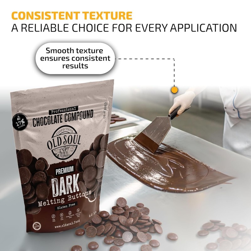 OLDSOUL Chocolate Compound Buttons 2.2 lb | Dark Chocolate 17%