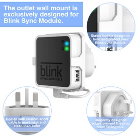 Outlet Wall Mount for Blink Sync Module 2- Blink Accessories for Blink All-new&Blink XT2&Blink XT Outdoor and Indoor Home Security Camera Mount with Short Cable (White)