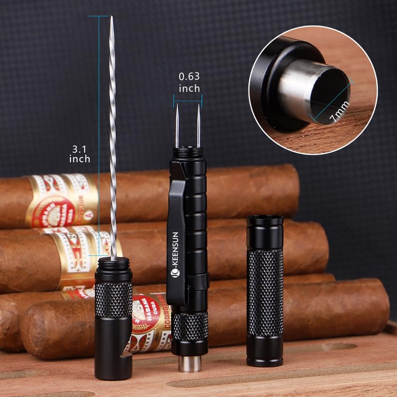 KEENSUN 6-in-1 Cigar Punch Pen Shape Tool Set Multitool with