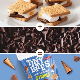 Tiny Bites - Crispy Mini Waffle Cones Treats - Premium Belgian Chocolate, 4.24 oz Bag (Pack of 2) - Delicious Variety of Flavors, Perfect Snack, Dessert, or Ice Cream Topping (2 Pack, S'mores)