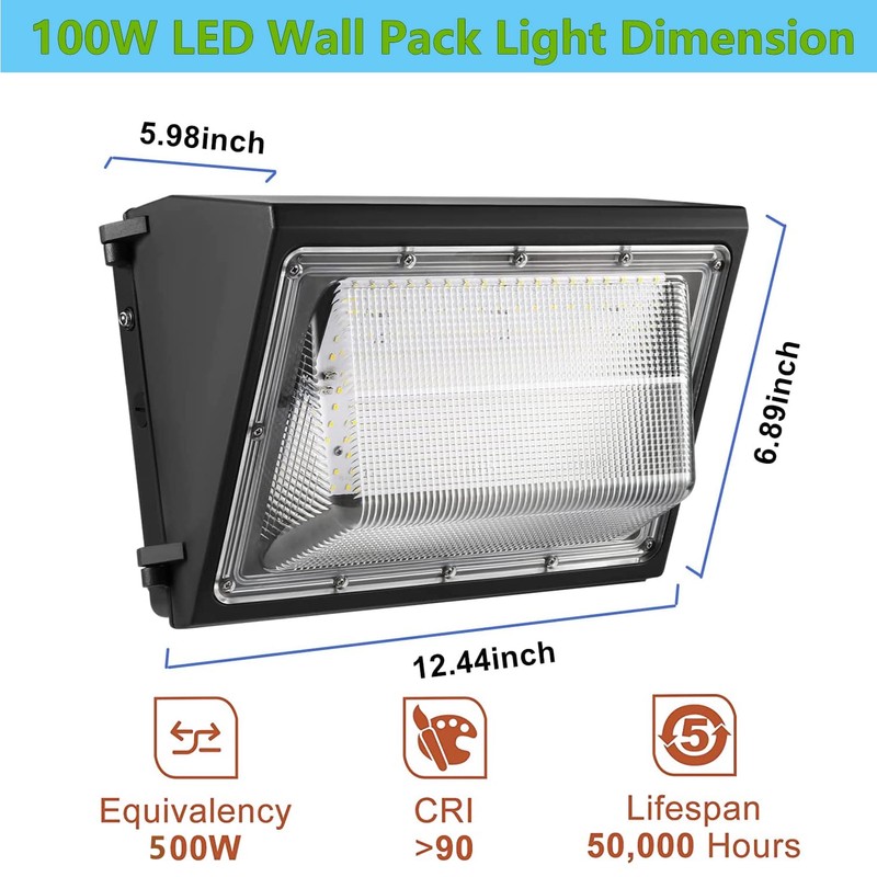 2PACK Dusk to Dawn 100W LED Wall Pack Light Fixture,