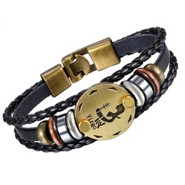 Flongo Leather Bracelet Horoscope Bracelet Women's Bracelet Men's Bangle Leather Bracelet Cuff Cuff Links Black Gold Horoscope Zodiac Zodiac Star Sign Scorpio, Leather, without stone