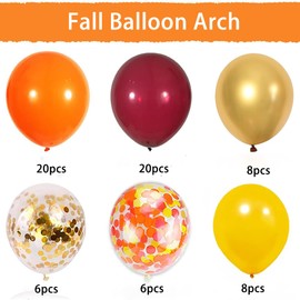 Fall Balloons Thanksgiving Balloons Balloons Orange Yellow Burgundy Gold and Confetti Balloons Autumn Theme Decorations for Baby Shower Birthday Wedding Bridal Boys Girls Thanksgiving Party Decor