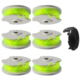 Kudoosen WA0014 Replacement Spool Compatible with Worx WG168 WG184 WG191 WG190 Cordless String Trimmers，Replacement Spool Line 20ft 0.080" and WA0037 Cap Covers 8Pack-6Spools + 1Cap