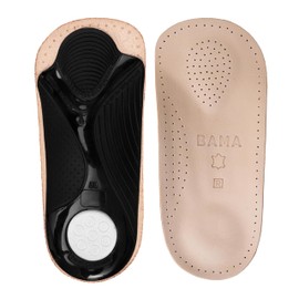 BAMA Premium Leather Footbed ¾, Orthopedic Insole Anatomically Shaped, Made of Genuine Leather, Non-Slip Shoe Inserts, Unisex, Hygienic Foot Support Insoles 1 Pair - UK 9-42 EUR