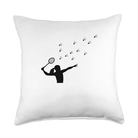Badminton Graphic Badminton Player Shuttlecock Sports Smash Throw Pillow