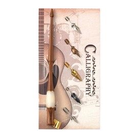 Meprotal Wood Calligraphy Oblique Dip Pen Holder Set, Removable Nib Pen Handle with 5 Nibs for English Calligraphy Drawing Comic, Brown