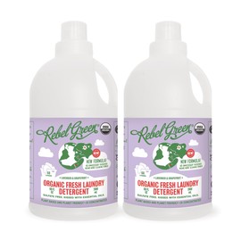 Rebel Green Organic Laundry Detergent - Natural Laundry Soap - Liquid Laundry Detergent with Dispenser Cup - Gentle Laundry Detergent - Fresh Lavender & Grapefruit Scent - 68 Load Bottles, 2 Pack