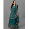 TRENDMALLS Women's Mono Net Kurta Lehenga Suit Set (TM.G112-Morpeach-S) Teal