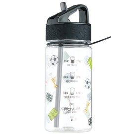 HYDRATE Kids Water Bottles with Straw 400 ml- Leak Proof, BPA-Free Tritan Plastic, Wide Mouth for Easy Refill, Ecological, Reusable & Recyclable - Football Themed Design - 8Lx19Hx8W cm
