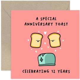 Old English Co. Fun 12th Wedding Anniversary Card for Couple – 'Special Toast' Pun Funny Cards for Him and Her - Anniversary Cards for Husband and Wife – 12th Anniversary Card | Blank Inside