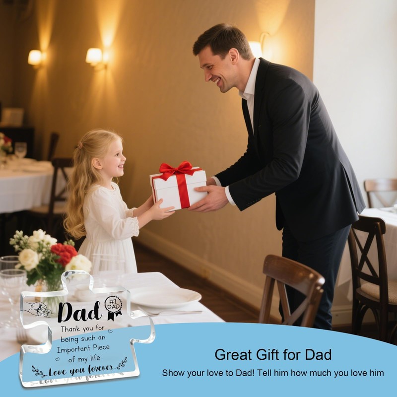 1PCS Puzzle Shaped Acrylic Plaques Daddy Birthday Gifts, Dad Gift