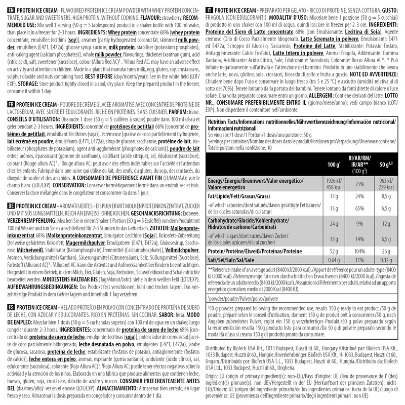 BioTechUSA Protein Ice Cream, Flavoured Ice Powder with Whey Protein