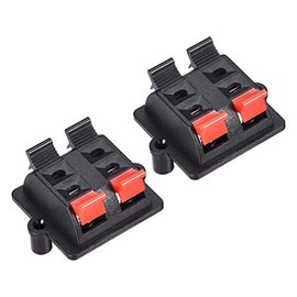 sourcing map WP4-03 4-Way Spring Power Speaker Connector Clip Push Release Audio Cable Connectors Strip Block Black Red Pack of 2