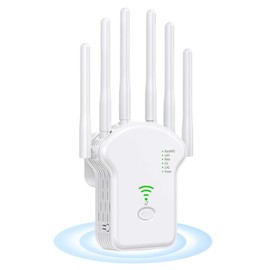 WLAN Repeater WLAN Amplifier 1200Mbps Dual Band 2.4GHz + 5GHz WiFi Booster with Repeater/Router/Access Point Mode, 4 Antennas, WiFi Range Extender with LAN/WAN PortA2. For Home and Office (White)
