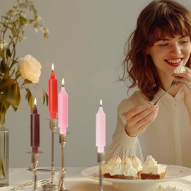 LPUSA Candle Sticks Short Taper Candles 6 inch Unscented Dinner Candle Dripless for Home Decor,Set of 4，Gradient Red