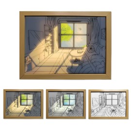 WELESHEI Led Light Up Painting Wall Art Frames 4d Pictures 3 Mode Decor Light Gift Glowing Photo Lighted Wall Art for Home Bedroom Living Room Hotel Shop Light Dream Dimmable