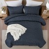 Navy Plaid Comforter Set Queen Size, 3 Pieces Blue Grid