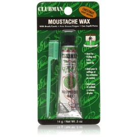 Clubman Pinaud Moustache Wax with Comb Applicator, For Styling & Color Enhancement, Chestnut, 0.5 Oz
