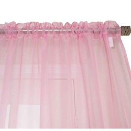 NIM Textile Elegant Sheer Voile Curtains Panels, Rod Pocket Top, 2 panles 140 cm x 213 cm Each, Light Pink, Love Inn Collection