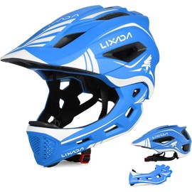 Lixada Kids Cycling Helmet Detachable Full Face Helmet Adjustable Cycling Helmet for Children Bicycle, Skateboard, Scooter, Protective Gear (20.5-22 Inches)