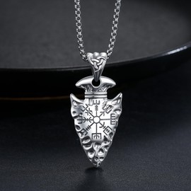 StoryEtain Viking Arrow Necklace for Men 925 Sterling Silver Arrowhead Pendant Viking Symbol Jewelry Vintage Gift for Boyfriend Husband
