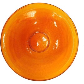 Oakestry 14-inch Crackle Glass Birdbath Bowl Vibrant Mandarin Outdoor Water Basin Decorative Garden Backyard Bird Feeder Durable Weather-Resistant Lawn Patio Accent for Birds