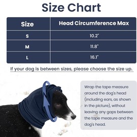 XFSRG Ear Protection Dog Soft Dog Head Wrap Calming Hoodie Noise Protection Adjustable for Anxiety Relief and Soothing (Dark Blue/M)