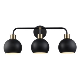 TRANS GLOBE 22533 BKAG-BK I Indigo Collection 23 Inch Three-Light Bathroom Vanity - in a Black & Antique Gold Finish | Metal & Iron Housing I Modern Contemporary Fixture |
