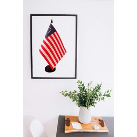 2 Pack USA & Betsy Ross Desk Flag, 1 Betsy Ross Table Flag,1 American Desk Flag,Betsy Ross Office Table Flag on Stand Base, Decorations for Offices, Families, Conference rooms