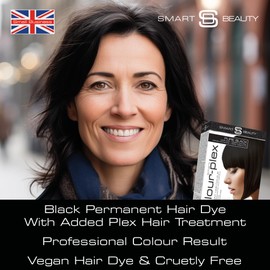 Pure Black Hair Dye Permanent with Anti-Breakage Plex Hair Care, Vegan Hair Dye & Cruelty Free, 100% Grey Coverage, Natural Black Hair Colour Result, For All Hair Types, Smart Beauty (Pack of 3)