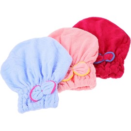 Veemoon 3piezas Toalla para Secar Cabello de Microfibra Súper Absorbente Gorro de Baño Antideslizante Rosa Azul Rosa Secado Rápido para Uso Diario y Viajes