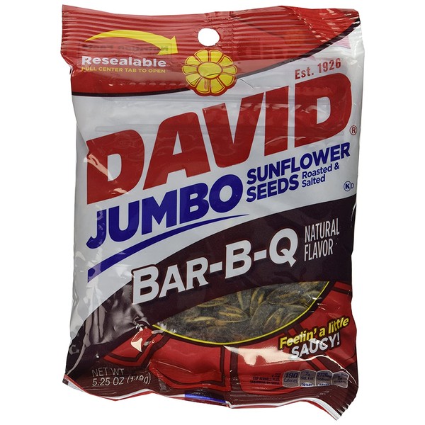 David BBQ Sunflower Seeds, 5.25 oz, (2 packs) Roasted and Salted