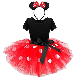 Dressy Daisy Baby Girl Costume Polka Dots Fancy Dress Up with Mouse Ears Headband Birthday Party Outfit Size 18-24 Months Red 261