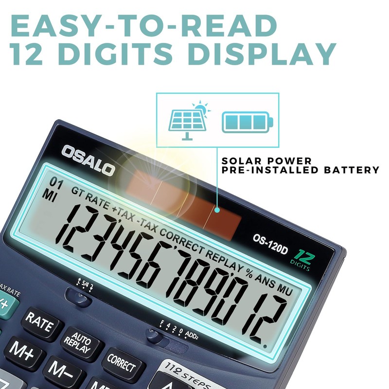 OSALO Desktop Calculator Extra Large Display Big Number with Check