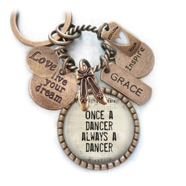 Dance Once A Dancer Always A Dancer Purse-Clip, Key Chain or Necklace, Ballet Slippers Charm, Grace, Live Your Dream, Inspire, Ballet Dancing, Dance Teacher Gift