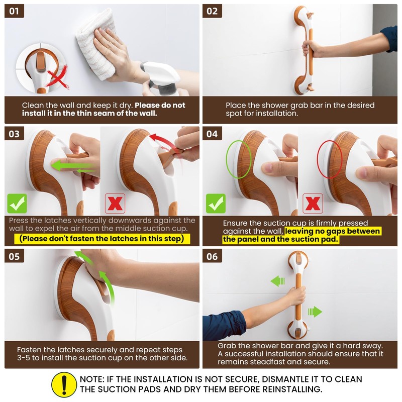 TAILI Grab Bars for Bathtubs and Showers 2 Pack Suction