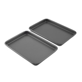 GoodCook GoodCook Everyday Set of 2 Nonstick Steel 9" x 6.2" Toaster Oven Mini Baking Sheets, Gray