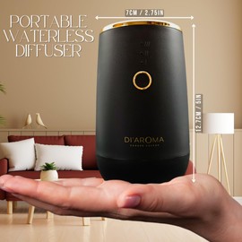 Di'Aroma Waterless Portable Aroma Oil Diffuser (Black) Rechargeable USB Type-C, Aromatherapy 100% Pure Concentrated Essential Oil Nebulising Diffuser for Car, Office, Home, Bedroom,Spa.