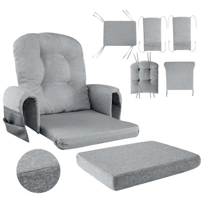 HOMBYS Glider Rocker Replacement Cushions with Storage Side Pocket,Linen-Like Fabric,