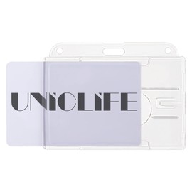 Uniclife Horizontal 2 Card ID Card Holder with Thumb Slot Hard Transparent PC Protective Case for Office School ID Credit Cards Driving Licenses and Passports 2 Pack