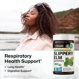 BIO KRAUTER Slippery Elm Gummies (4000 mg), Vegan, for Digestive and Respiratory Support. 60 pcs.