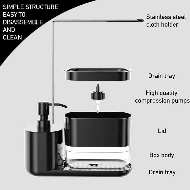 BEANPRECOY Hand and Dish Soap Dispenser Set for Kitchen, 4-in-1