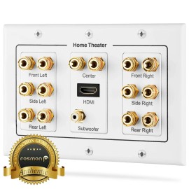 Fosmon 7.1 Surround Home Theater Speaker Wall Plate Banana Binding Post HDMI Port 3Gang