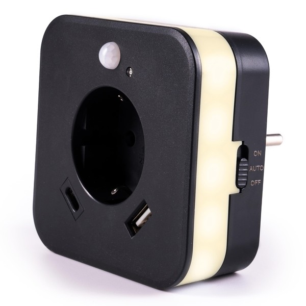 smrter LED Night Light with Motion Sensor and Socket, 2